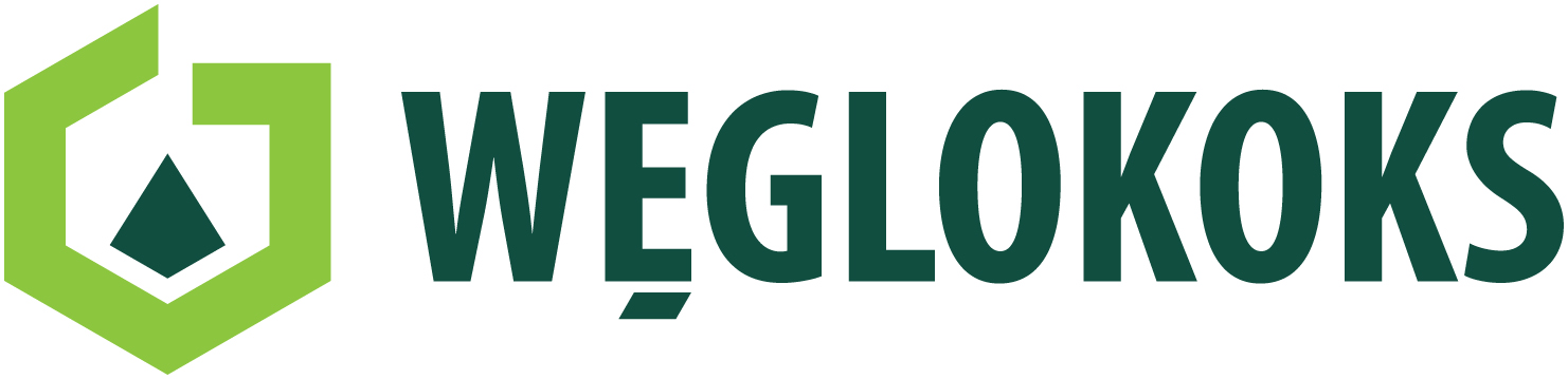 Logo firmy Węglokoks z zielonymi elementami graficznymi.