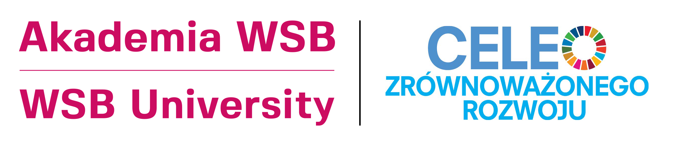 Logo Akademii WSB z hasłem o zrównoważonym rozwoju.