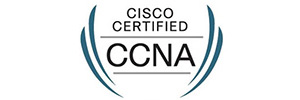 Logo certyfikacji CCNA od Cisco.