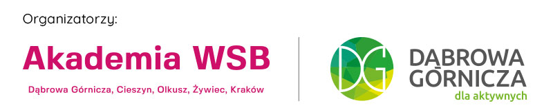Logo Akademii WSB oraz miasta Dąbrowa Górnicza.