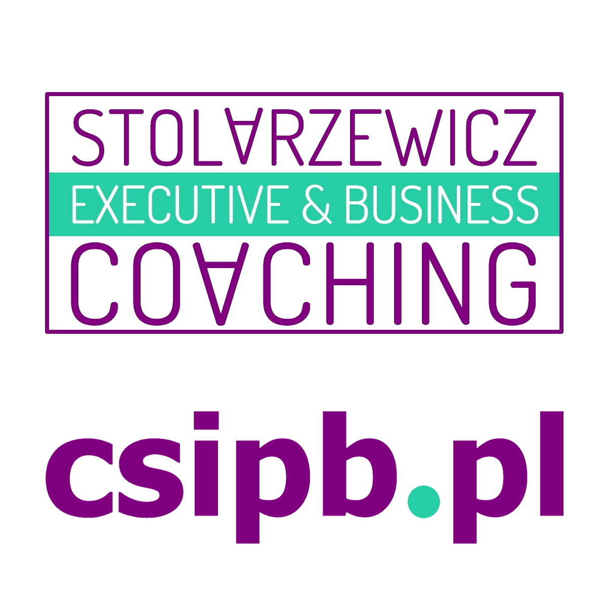 Logo promujące coaching biznesowy, zawierające nazwisko "Stolarzewicz" i adres strony internetowej "csipb.pl".