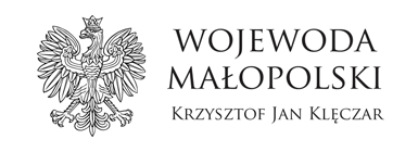 Herb Małopolski z napisem "Wojewoda Małopolski Krzysztof Jan Klęczar".