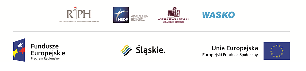 Zestaw logo instytucji oraz programów związanych z funduszami europejskimi i regionalnymi.