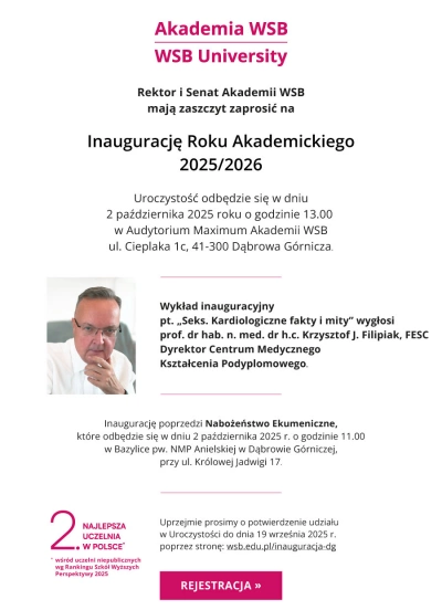 ilustracja aktualności: You are invited to the inauguration. WSB Academy enters its 4th decade of activity